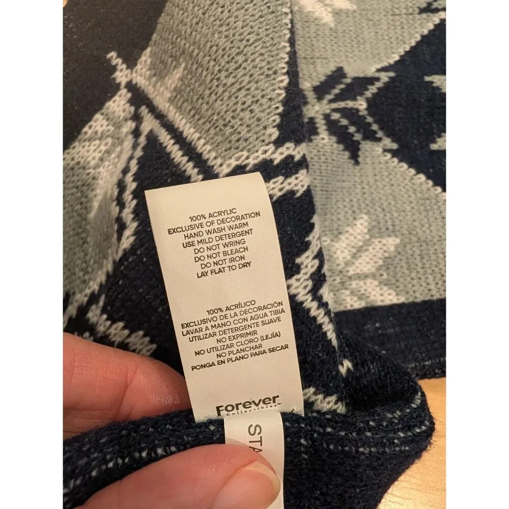 Dallas Cowboys Gray Blue Scarf Knit Winter Neck Double Sided Big Team Logo